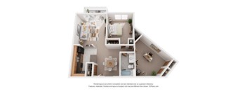 a 1 bedroom floor plan is shown in this illustration