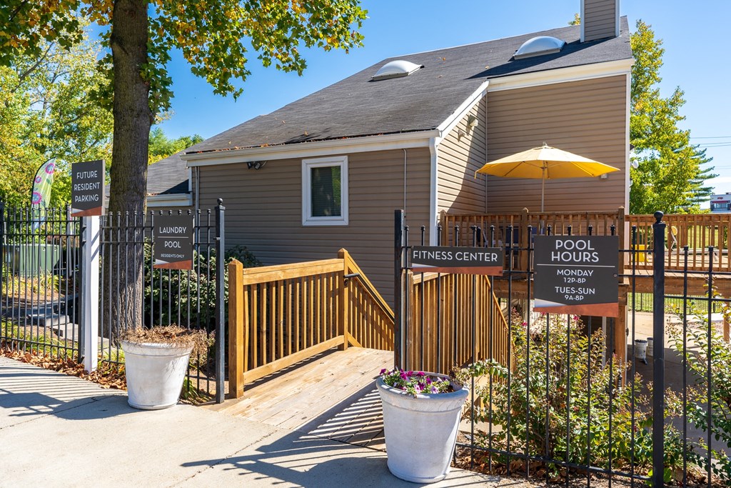 Pool Deck Overlooking the back of the Leasing Office