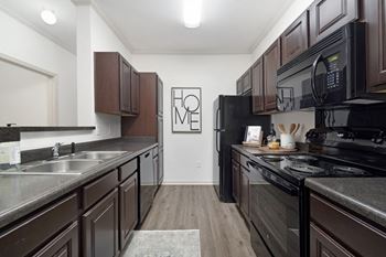 Kitchen with Dark Wood Cabinets