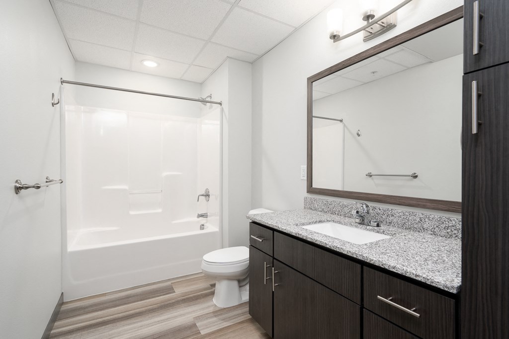 Bathroom With Wood-Style Flooring In The Lark Floor Plan