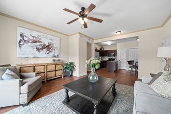 Living Room Area With Crown Molding