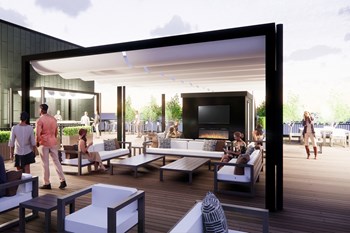 Quarter Phase II features a rooftop deck with lake and city views, bar and community dining area. - Photo Gallery 10