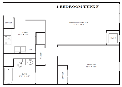 1 Bedroom Type F