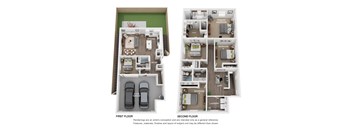 A diagram shows the layout of a two-story apartment.