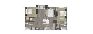 a 2 bedroom floor plan 957 square feet