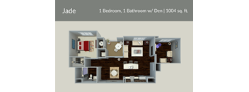 a 3d floor plan of a bedroom apartment