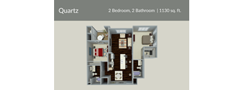 a 3d floor plan of a sq ft apartment