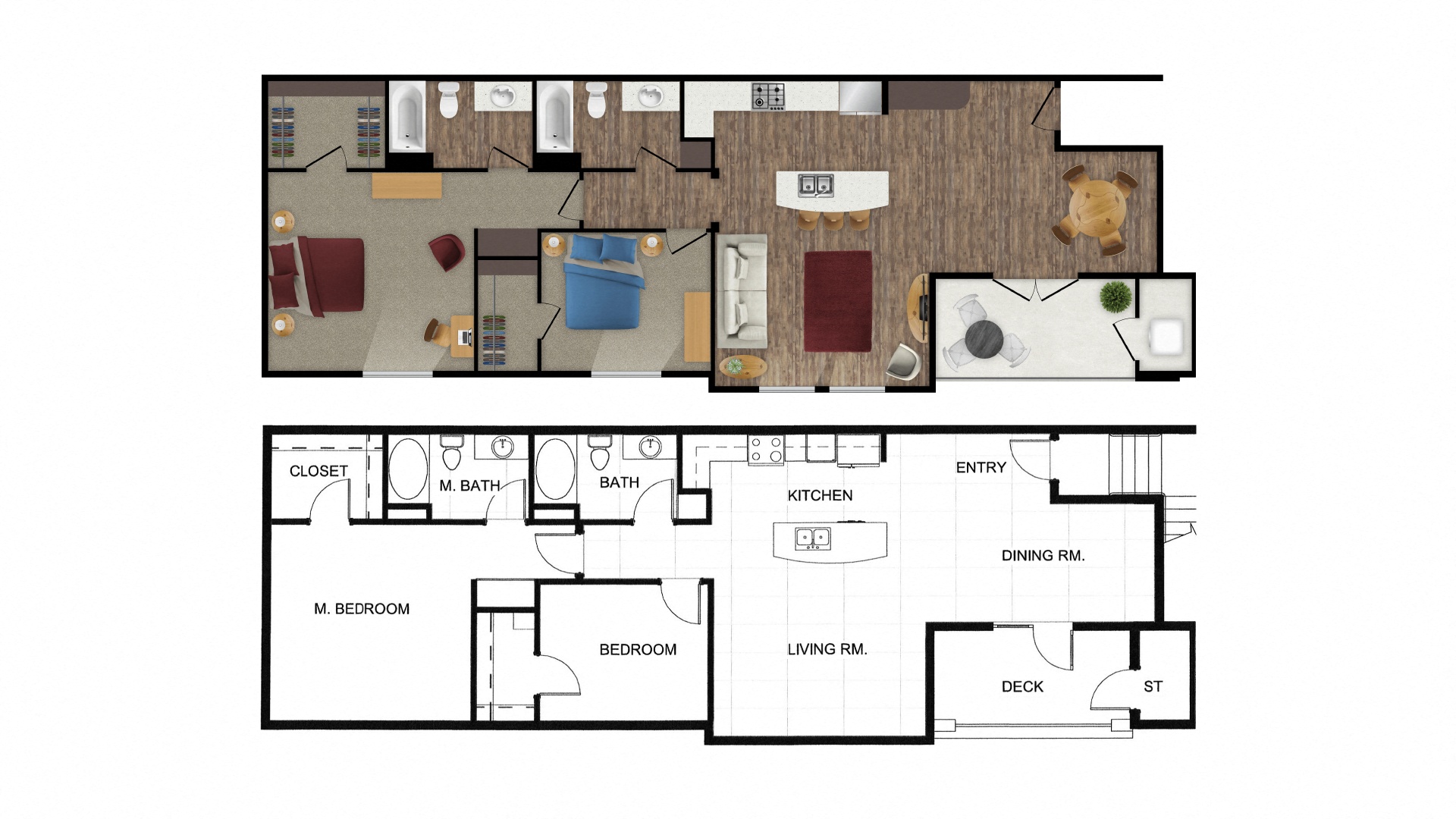 a floor plan of two different layouts of a house