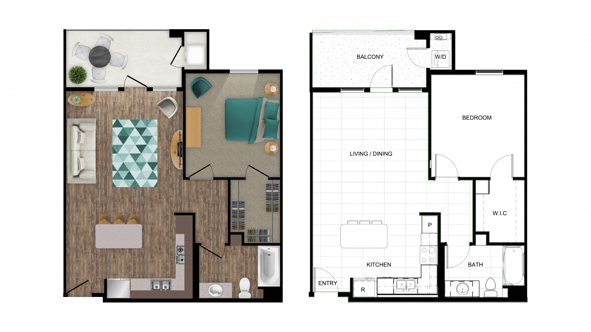 the floor plan of this apartment has a bedroom and a living room