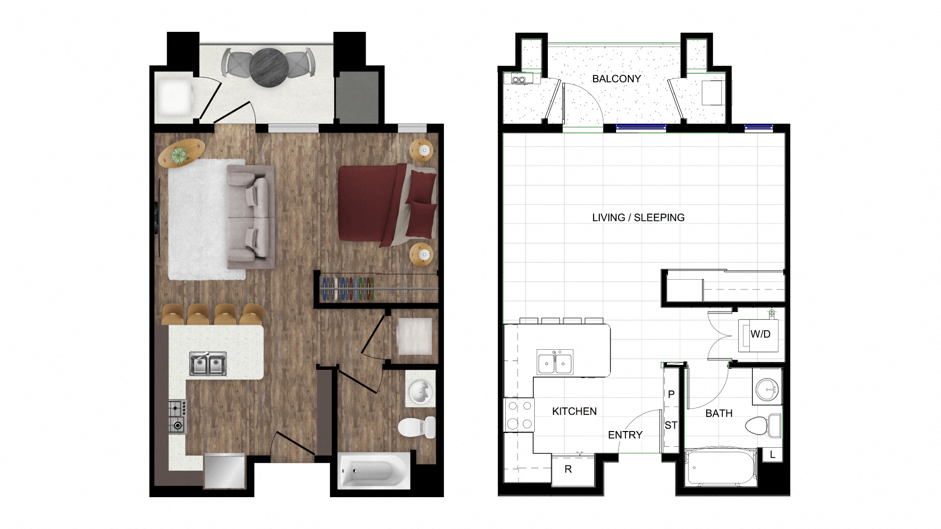 a floor plan of a room with a wood floor