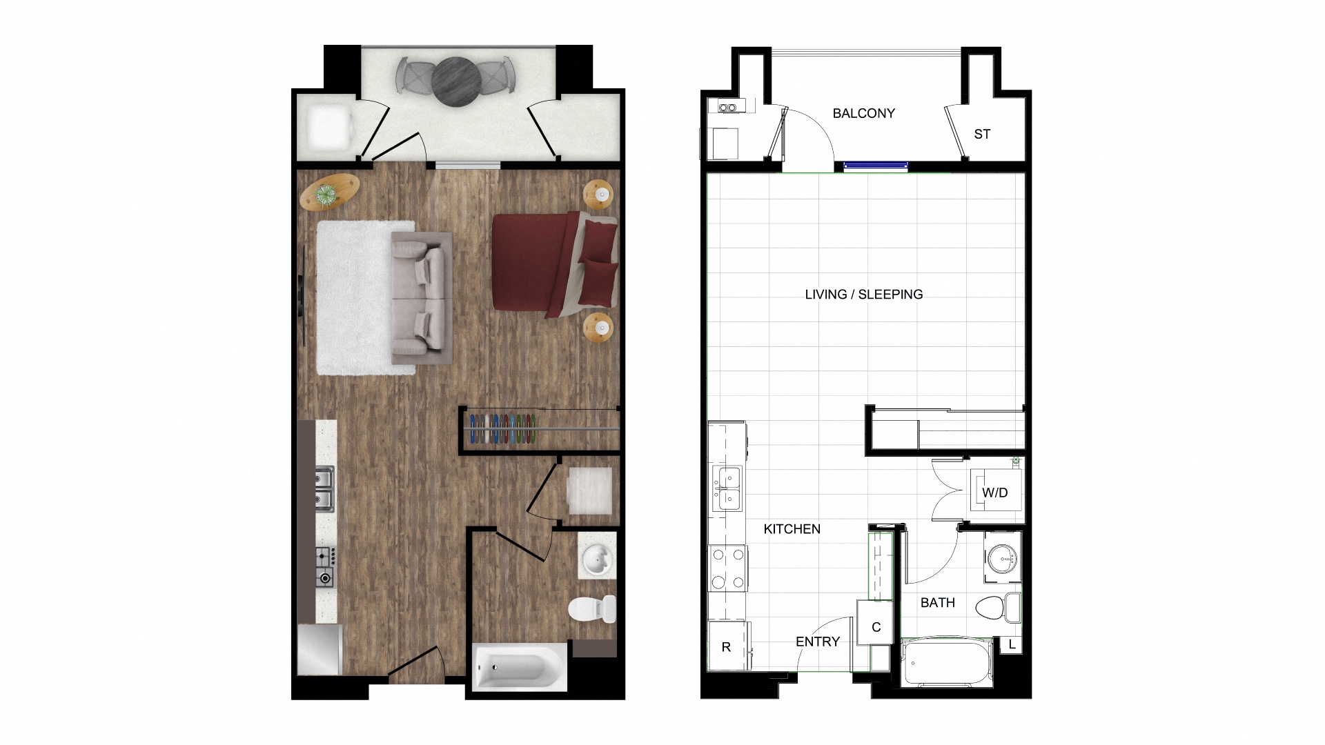 a floor plan of a room with a wood floor