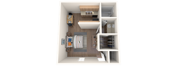 Studio Floor Plan at Ascent 1829 apartment building in East Phoenix, AZ