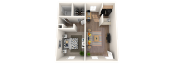 1 Bedroom 1 Bath Floor Plan  at Ascent 1829, Arizona, 85020