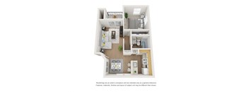 1 Bedroom 1 Bath Floor Plan at Ascent on Peoria, Phoenix, AZ