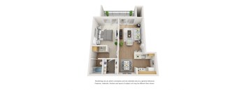 1 Bedroom 1 Bathroom Floor Plan at Ascent on Peoria, Phoenix, 85029