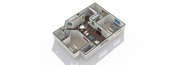 2 bedroom 2 bathroom Floor plan D at Ascent North Scottsdale, Arizona