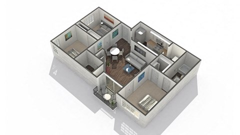 3 bedroom 2 bathroom Floor plan A at Ascent North Scottsdale, Arizona, 85054