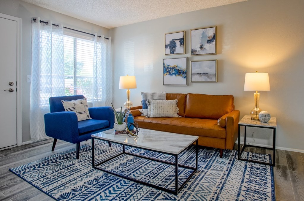 Apartment living room at The Vintage Apartments, Tucson, Arizona