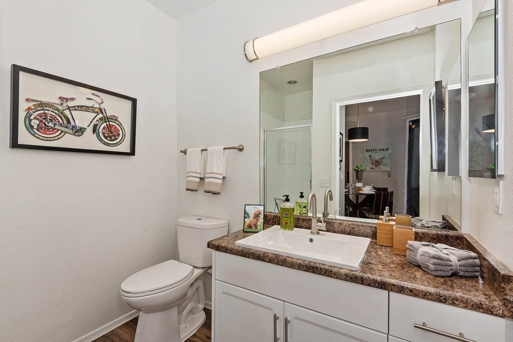 Updated apartment bathroom at Ascent North Scottsdale, Arizona, 85054
