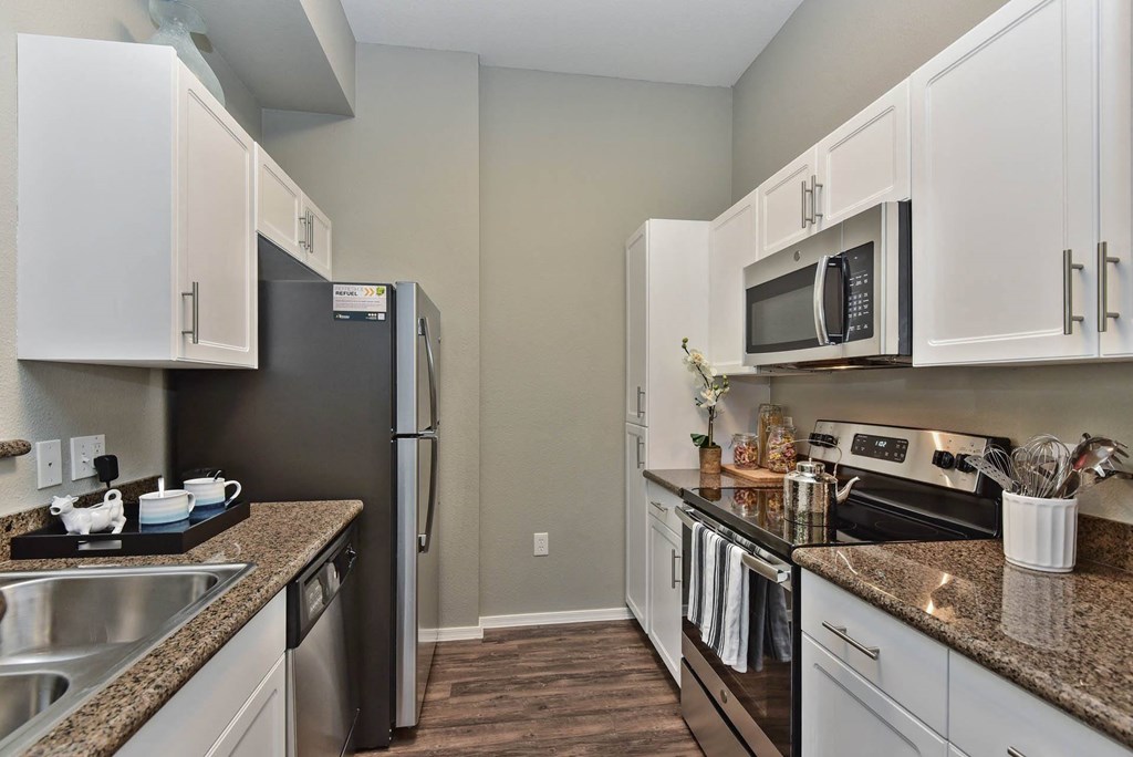 Apartment kitchen with granite countertops at Ascent North Scottsdale, Arizona, 85054