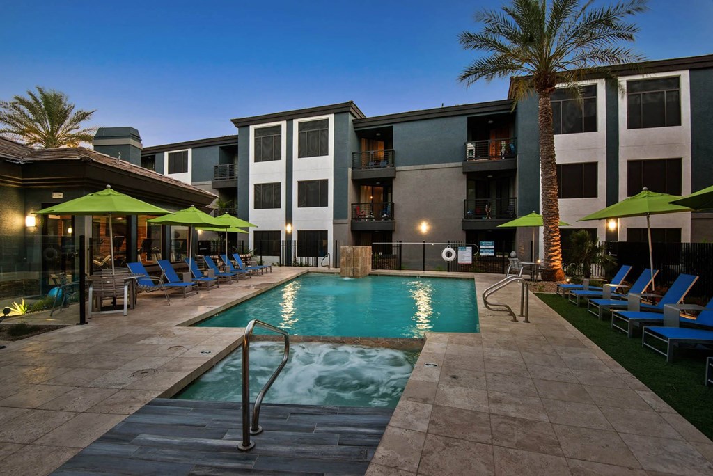 Ascent North Scottsdale apartment complex swimming pool at Ascent North Scottsdale, Phoenix, AZ
