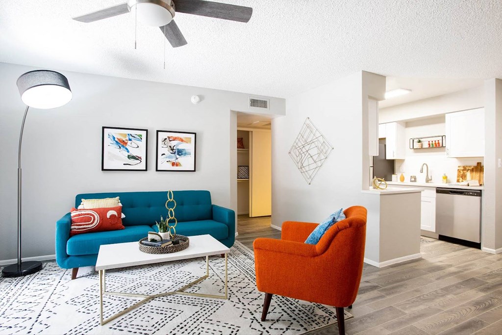 Renovated Living Room at Paseo 51, Glendale, Arizona
