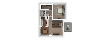 a floor plan of one bedroom apartment at Planters Trace, South Carolina, 29414