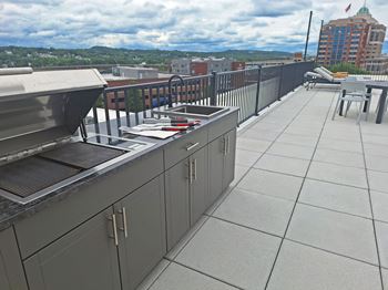 Rooftop Grill Station at Industrie Apartments, Albany, New York