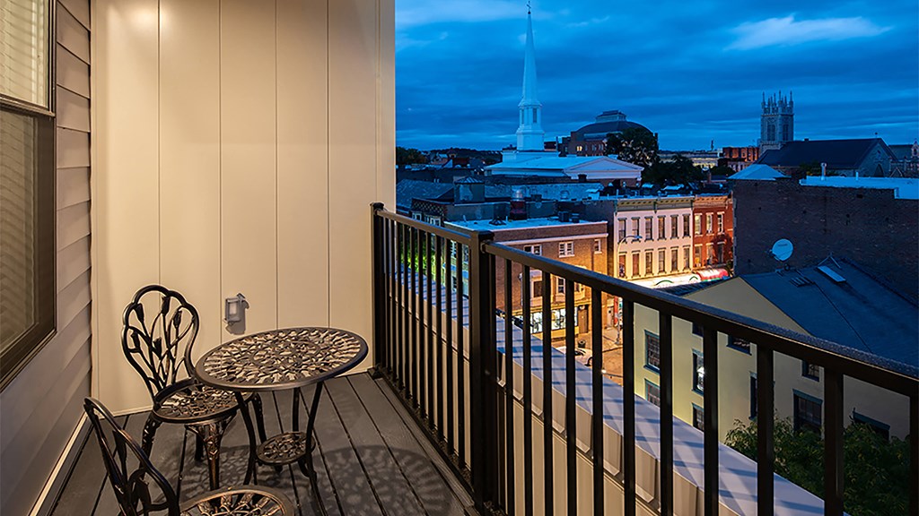 Balcony of Model Apartment at Vicina (Photo Credit: Paul Knapick)