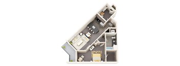 UNIT 1G Plan at Vicina - Modern Urban Flats, Troy, NY