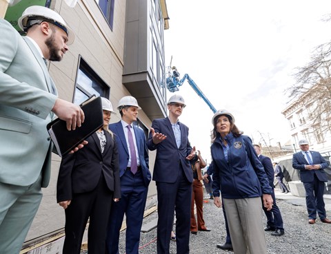 Development team on a construction site at Sol Apartments, Troy, NY, 12180