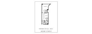 Apartment floor plan for a 3 bedroom apartment.