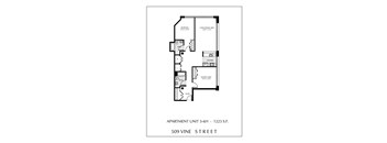 Apartment layout for 509 Vine Street.