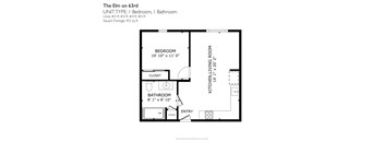 A black and white image of a floor plan for a bedroom and bathroom.