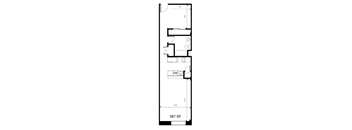 a floor plan of a small house with a bedroom and a living room