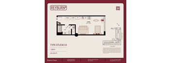 the floor plan of serviced apartment type studio b