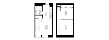 a floor plan of a small house with a bedroom and a living room