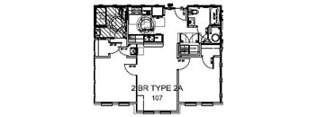 2 Bedroom 2 Bath 870 Sq. Ft Floor Plan, at Hawks Landing, Ruckersville,VA