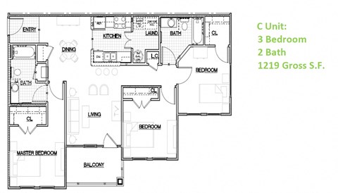3 bed 2 bath | 1,200 Sq. Ft. at The Parker at Cone Apartments, North Carolina, 29609