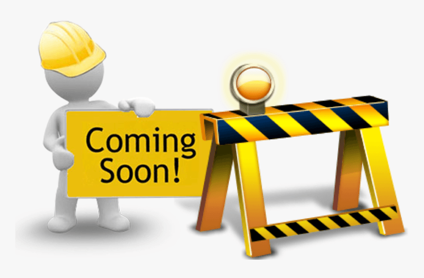 a 3d worker holding a sign that says coming soon