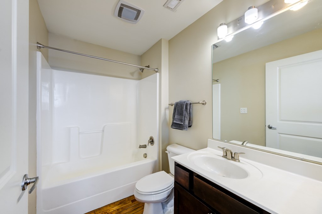 Bathroom with tub/shower combo.