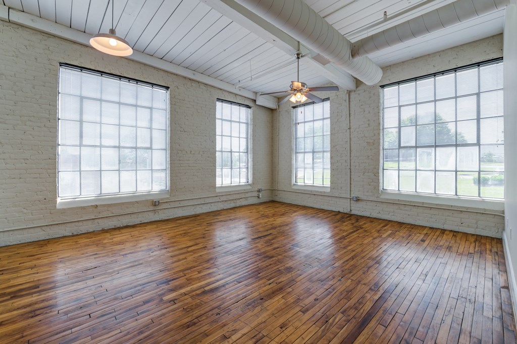 Living room with picture windows