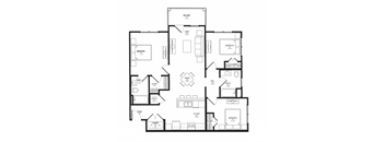 A black and white floor plan of a house with labeled rooms.