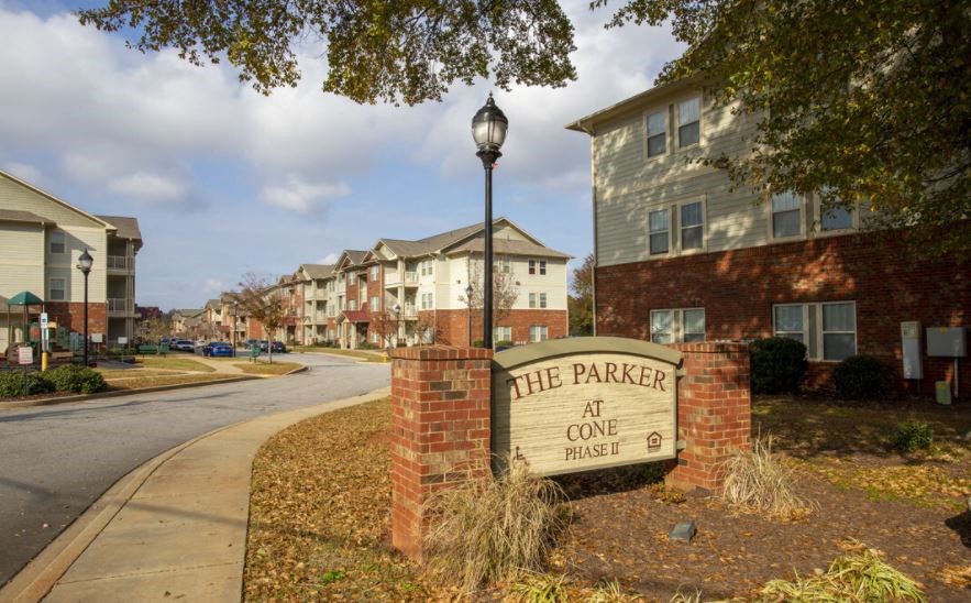 Entrance at The Parker at Cone Apartments, Greenville, North Carolina
