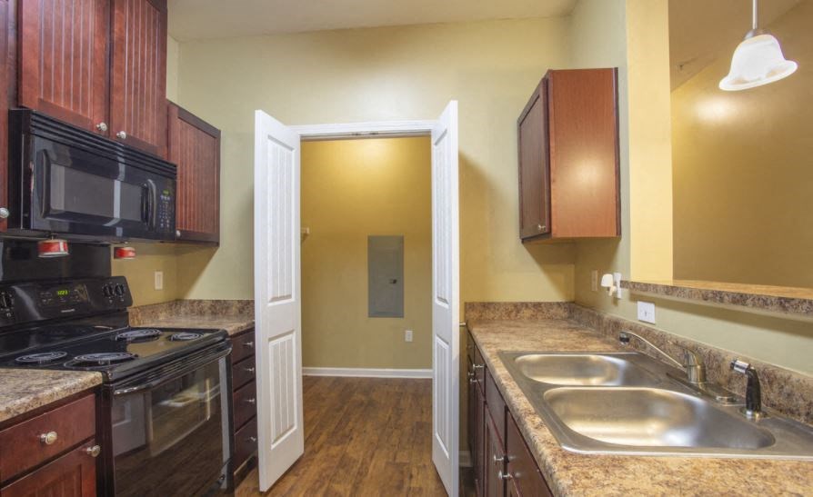 Phase II black appliances at The Parker at Cone Apartments, Greenville, NC