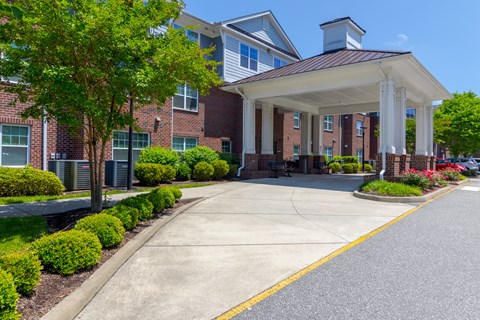 Paved Entry Drive with Landscaping at Snowden Senior Apartments, Newport News, VA