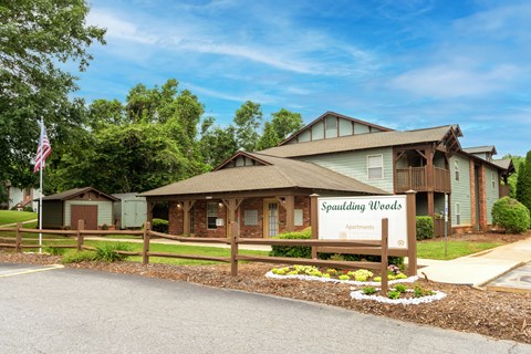 Spaulding Woods Apartments is a residential complex with multiple buildings and a welcoming entrance.