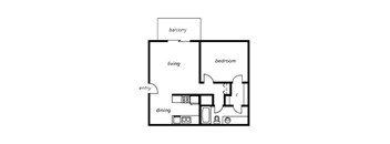1 bedroom 1 bathroom floor plan at The View At Catalina Apartments in Tucson, AZ