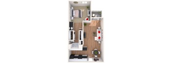 1 bedroom 1 bathroom floor plan at Villa Toscana Apartments in Phoenix, AZ