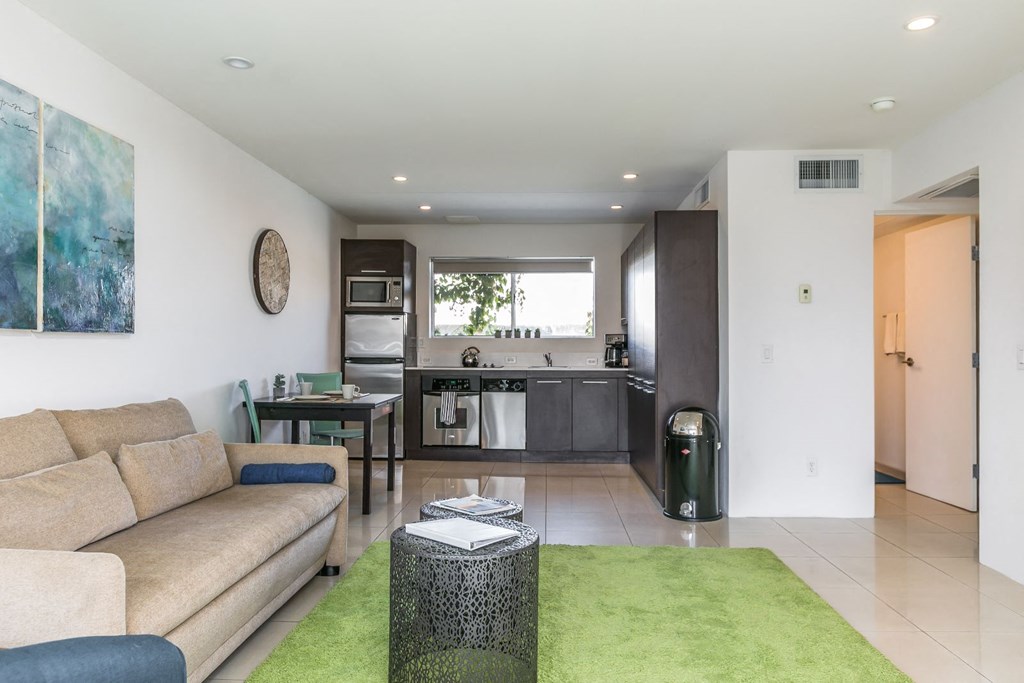 Living room and kitchen at The Regency Apartments in Tempe AZ